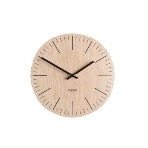 Wooden clock with metal hands